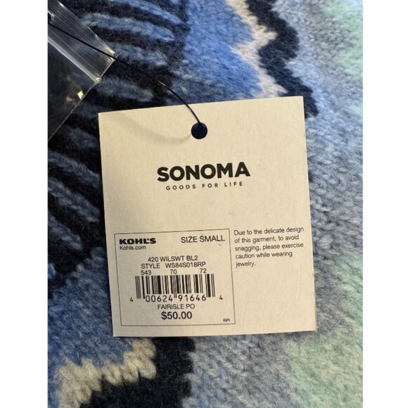 Sonoma Fair Isle Navy Super Soft Sweater Size Small NEW - Picture 5 of 6